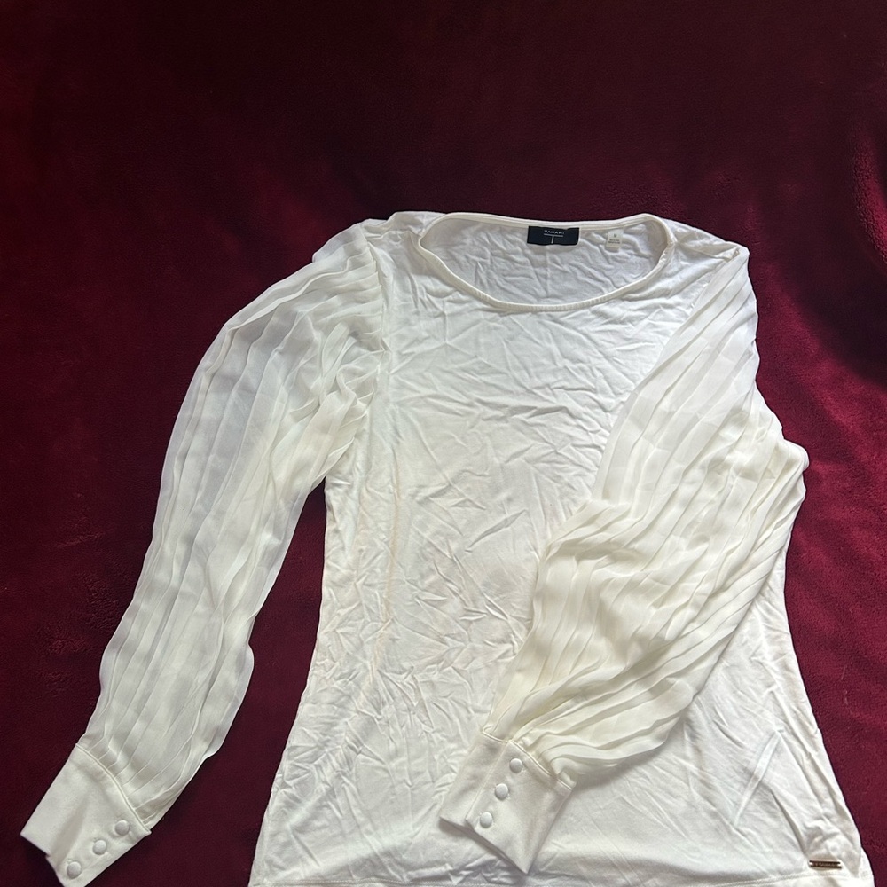 Tahari Cream Long Sleeve Blouse